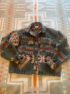 entro Olive Green Aztec Button-Front Jacket